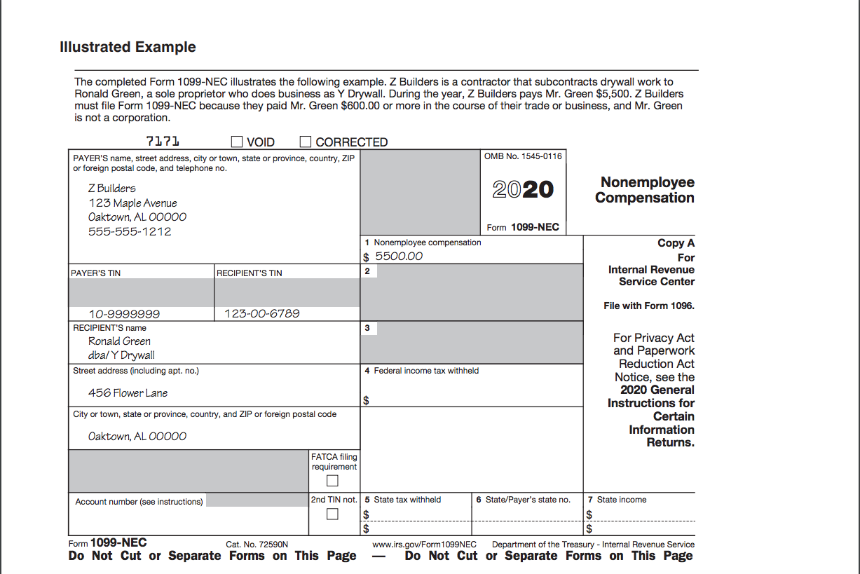 IRS 1099-NEC Form Example